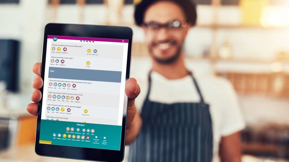 Waiting staff are given tablets with Menu Guide open to help diners with allergies