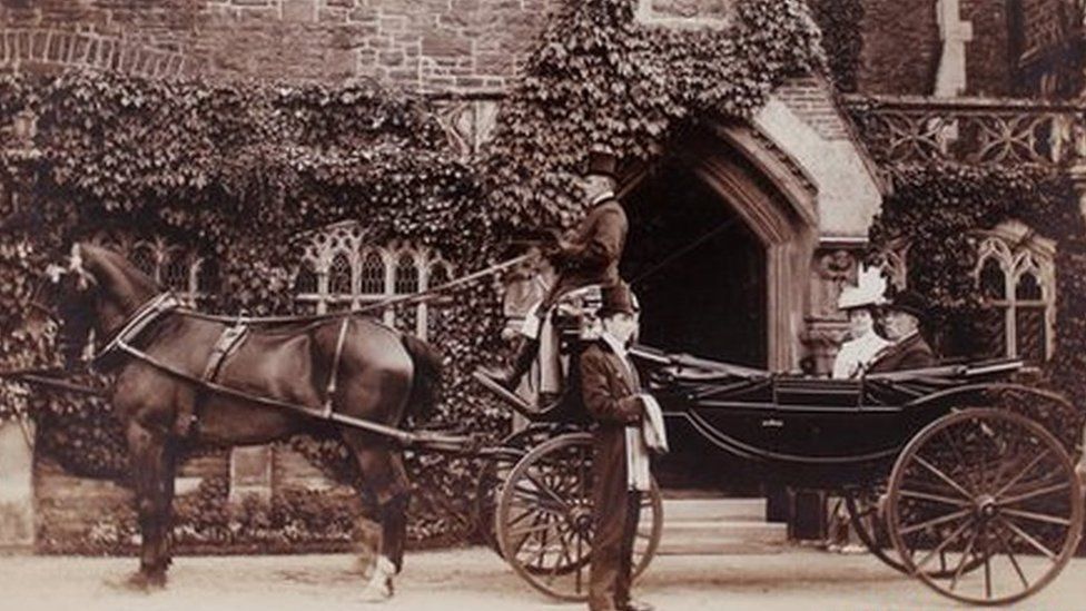 James Harvey and Marian Insole outside their home at Insole Court c1899