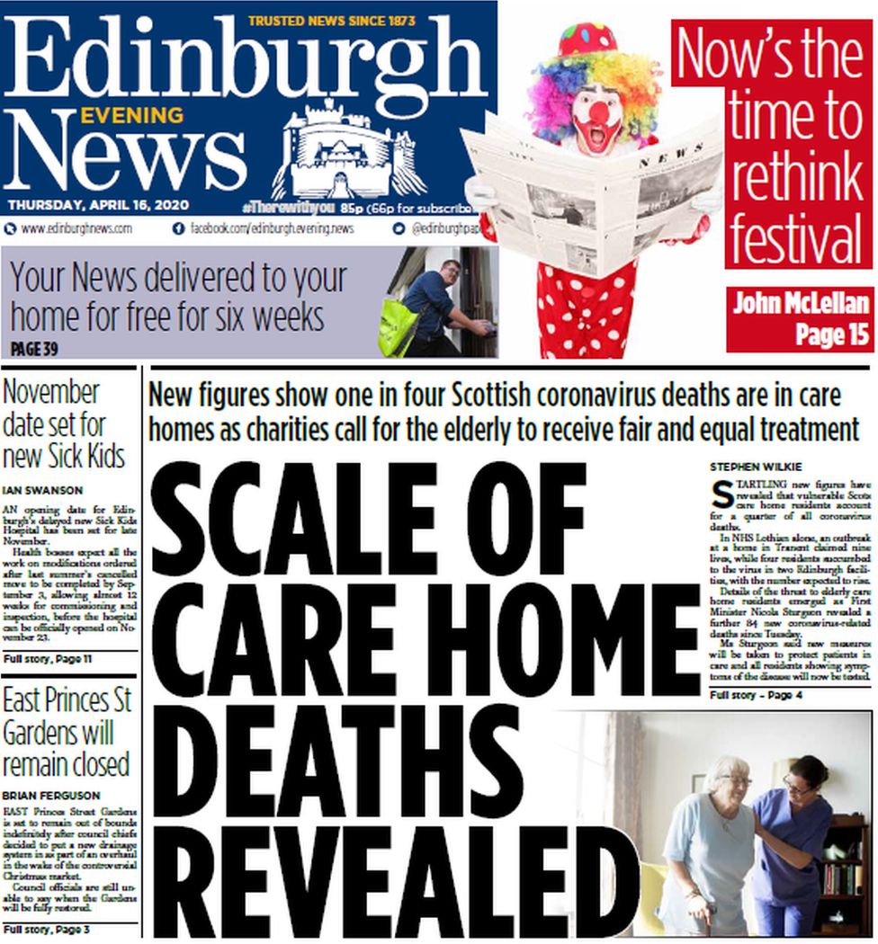 Evening News front page