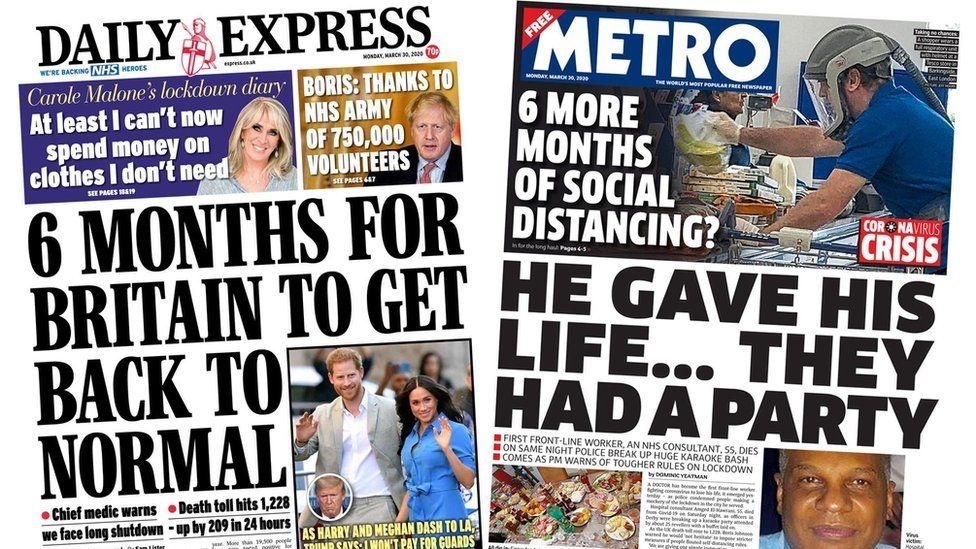 Daily Express and Metro front pages