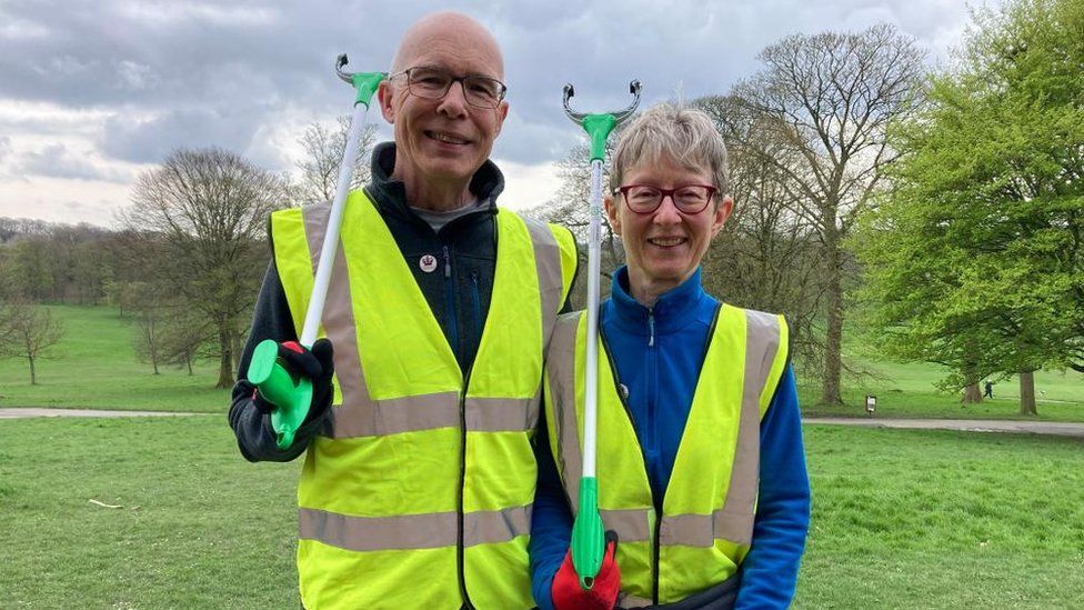 Friends of Roundhay Park litter pickers Martin and Heather Child