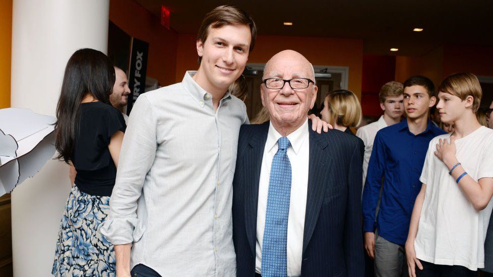 Mr Kushner (left) and Mr Murdoch pictured together in 2014