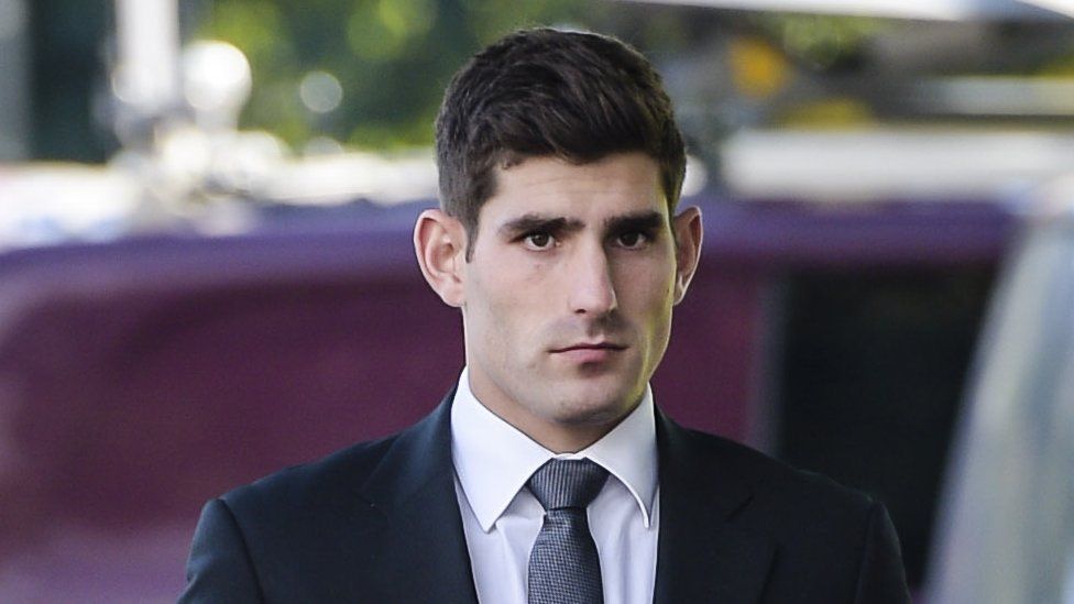 Ched Evans arrives at Cardiff Crown Court on Mon 10th Oct