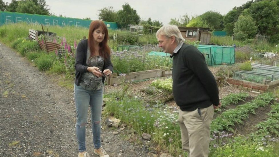 Debby Fulgoni and a fellow allotment holder