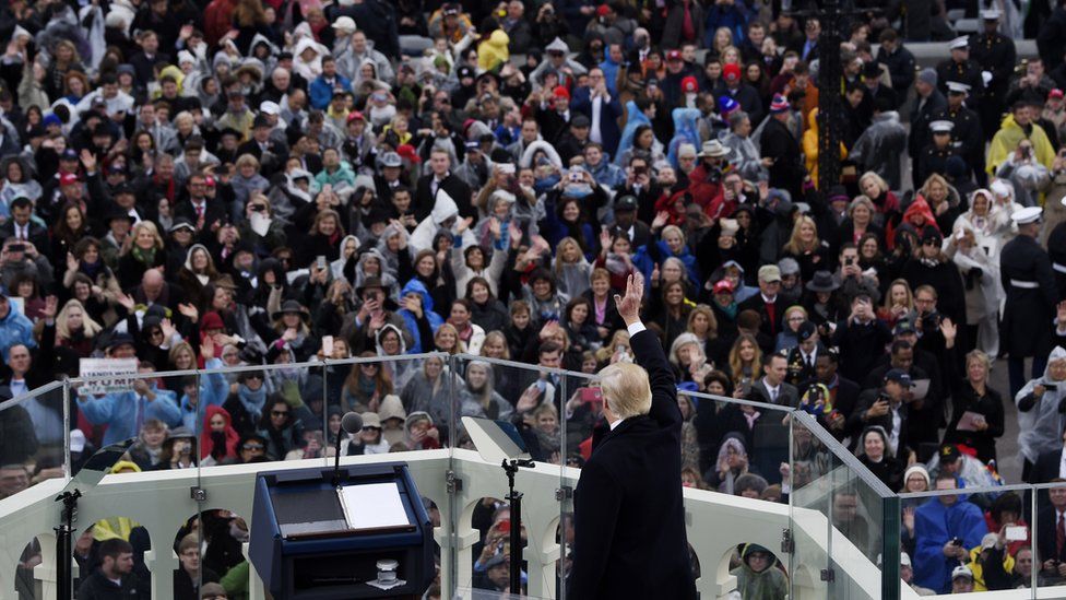 Donald Trump at his inauguration
