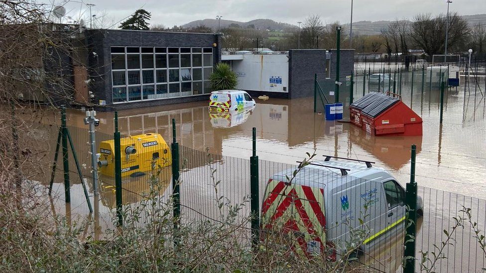 Welsh Water's flooded treatment works at Mayhill