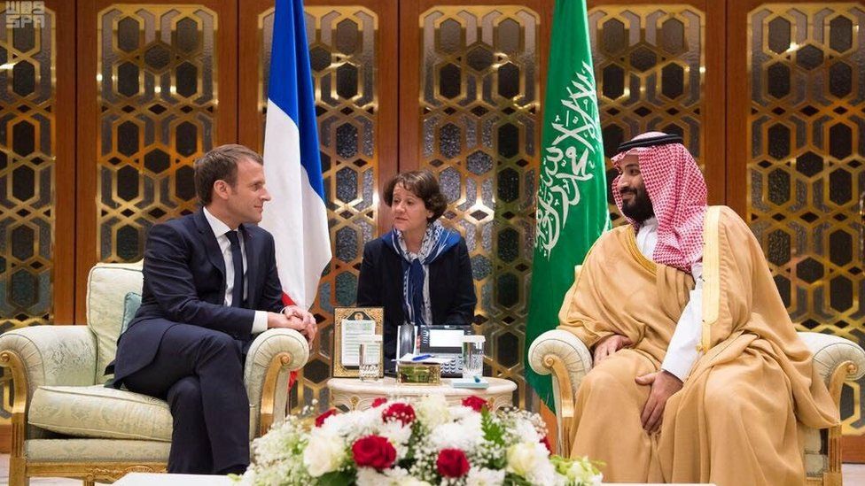 Saudi Crown Prince Mohammed bin Salman meets with French President Emmanuel Macron in Riyadh