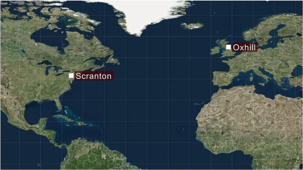Map of Scranton and Oxhill