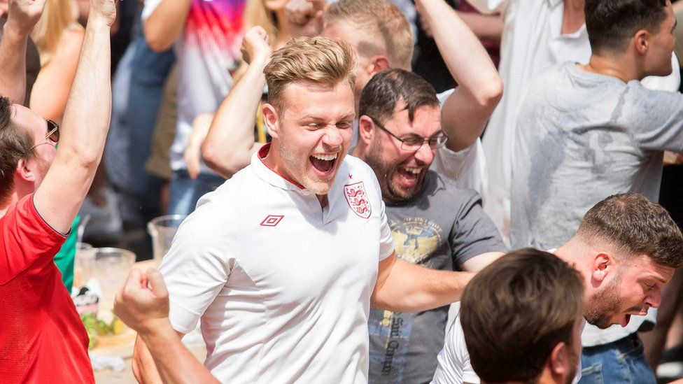 England fans react as they watch match between England and Panama