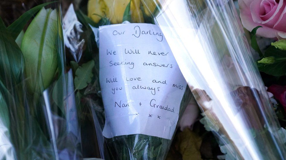 A tribute left near a property in Loxbeare Drive, Furzton, Milton Keynes