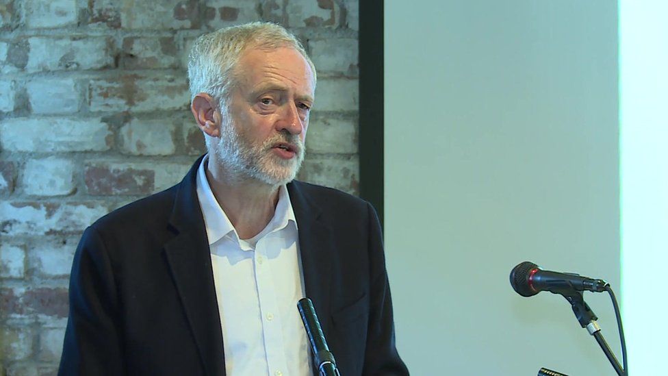 Jeremy Corbyn speaking in London