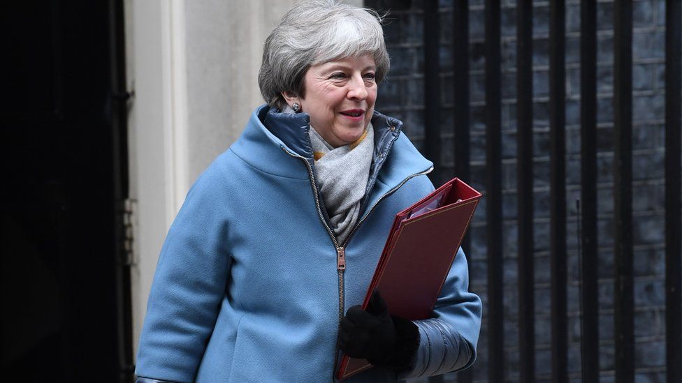 Theresa May leaving Downing Street on 21 January 2019