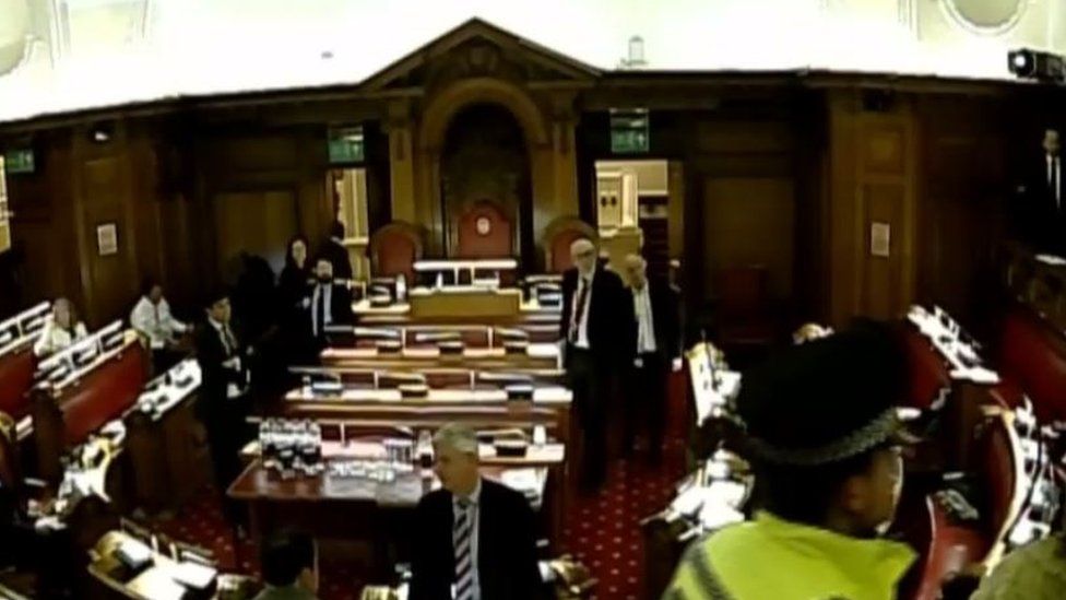 Police inside council meeting