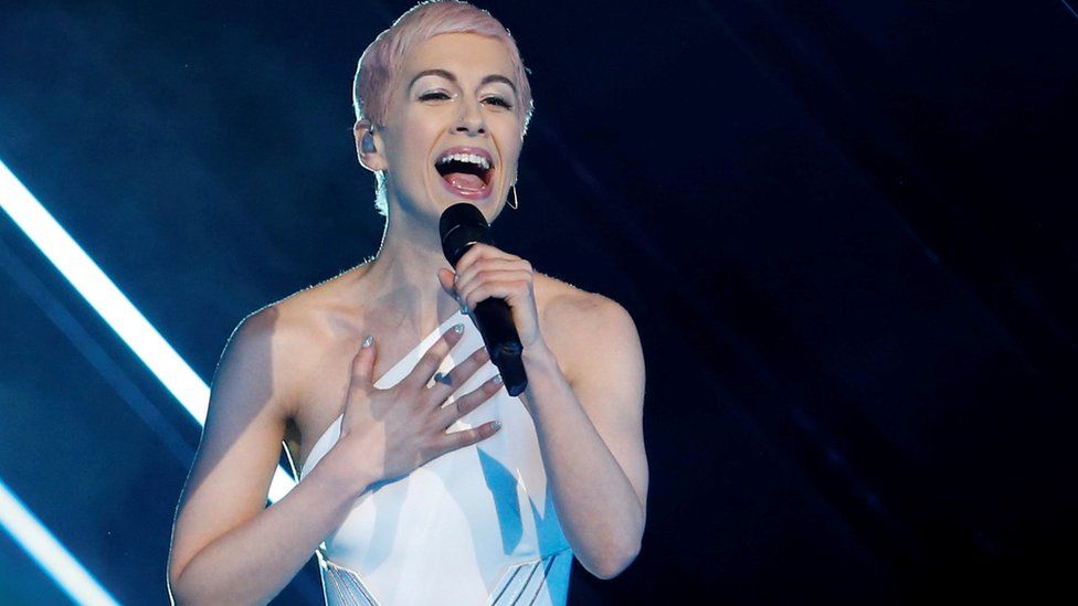 SuRie performing at the Eurovision Song Contest