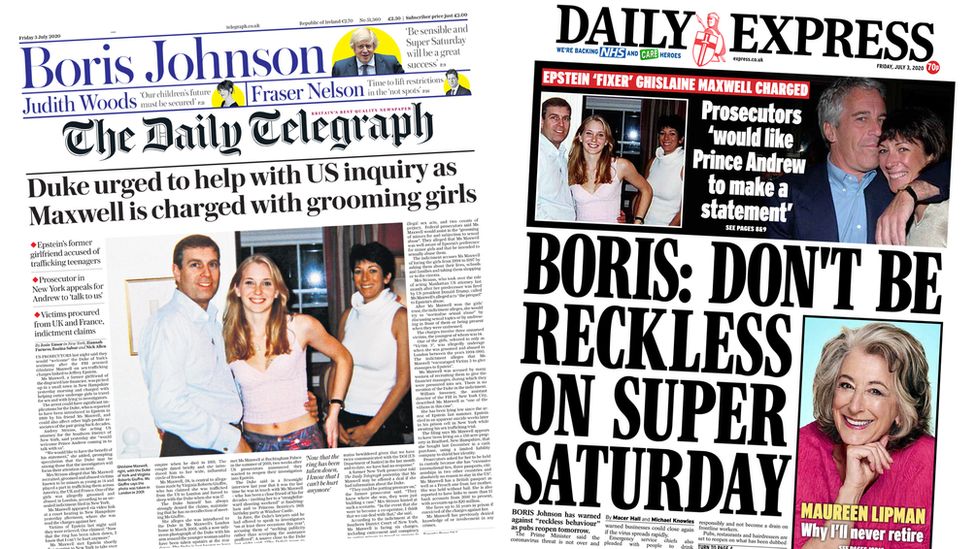 The Telegraph and Express front pages