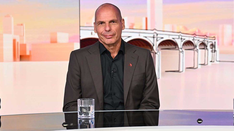 Economist Yanis Varoufakis appearing on Sunday with Laura Kuenssberg.