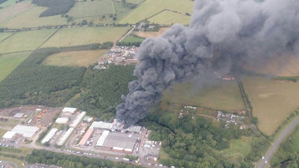 Langley Park Fire Firefighters Extinguish Tyre Blaze Bbc News