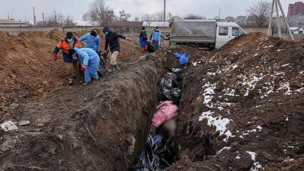 Mass grave in Mariupol (undated)