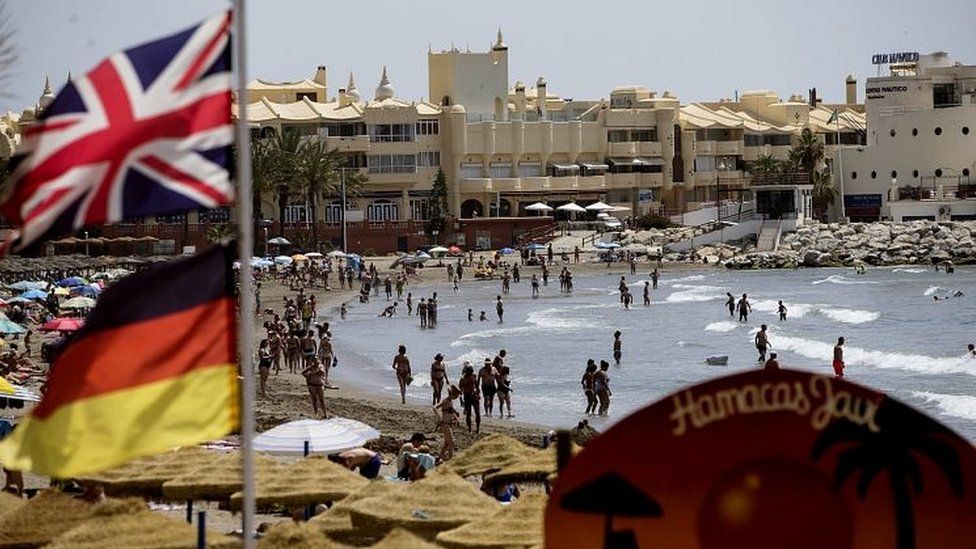 UK and German flags on Costa del Sol