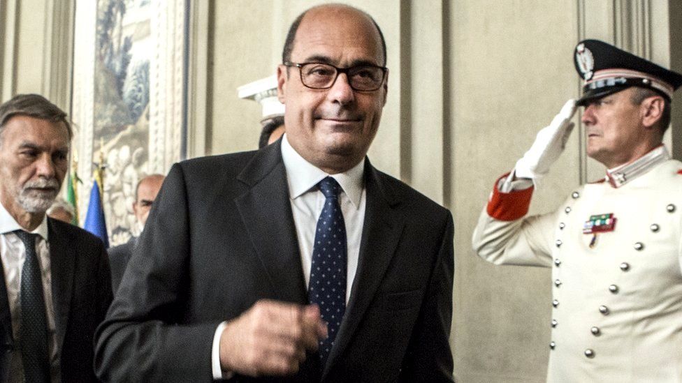 Nicola Zingaretti, of the centre-left Democratic Party (PD) leaves a meeting with Italian president Sergio Mattarella