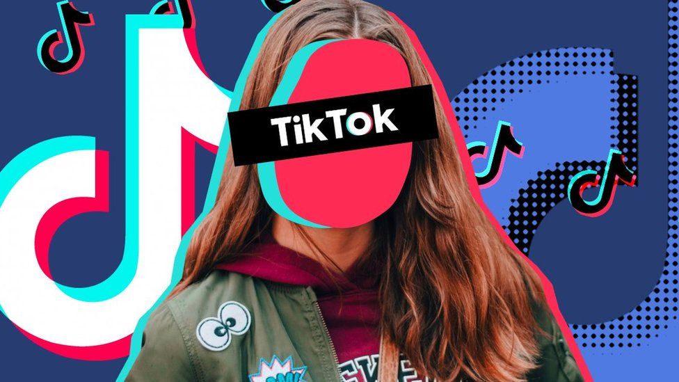 TikTok logo with an anonymous girl