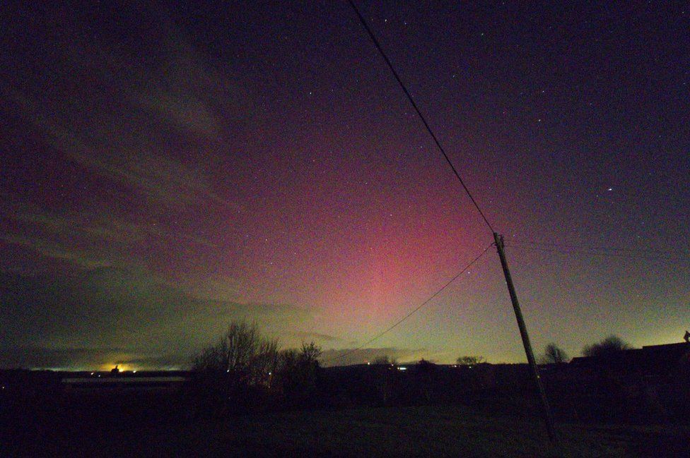 The aurora borealis seen from Turnditch, Derbyshire