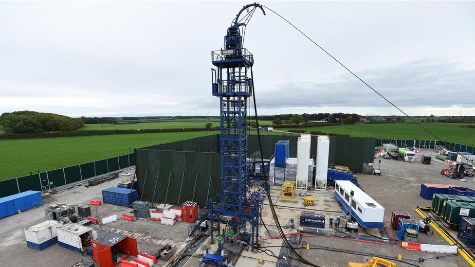 Cuadrilla hydraulic fracturing site at Preston New Road shale gas exploration site in Lancashire