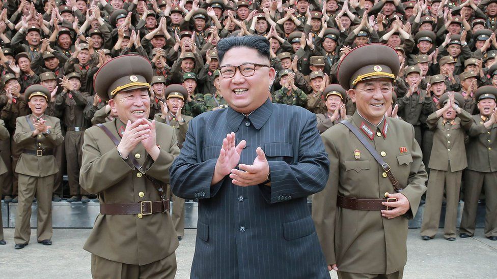 North Korean leader Kim Jong-un and soldiers