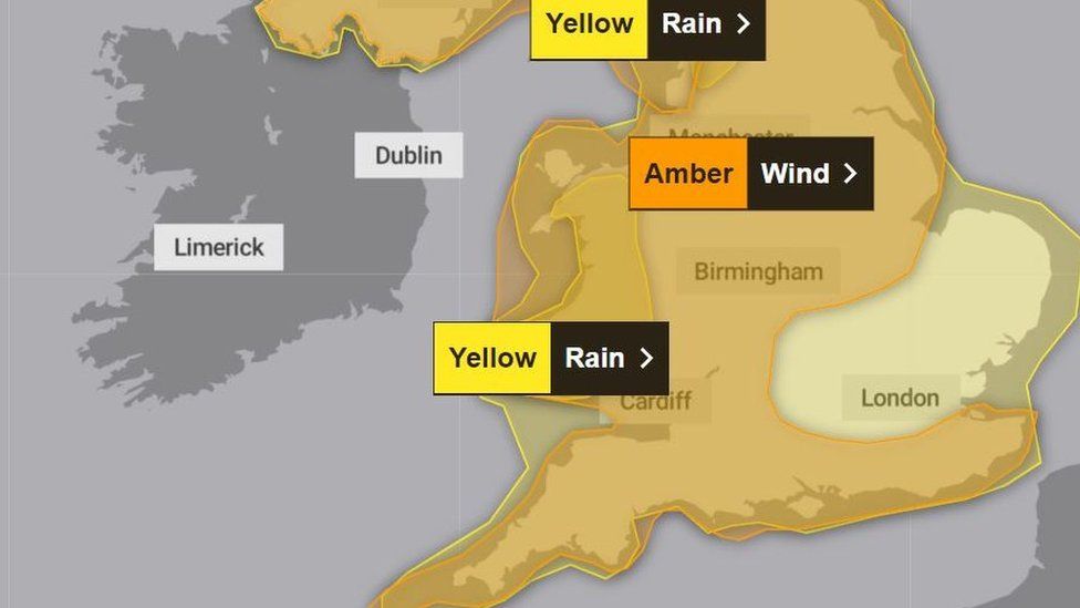 The Met Office warning map