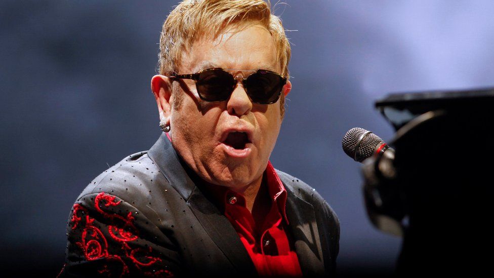 Elton John performs on stage during a concert in Meo Arena, Lisbon on 11 December