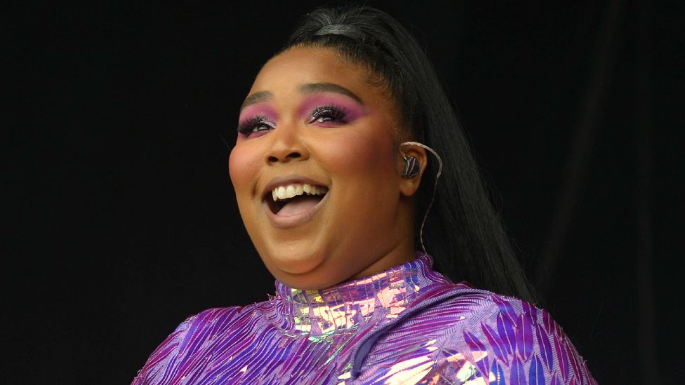 Lizzo performing on West Holts stage at Glastonbury 2019