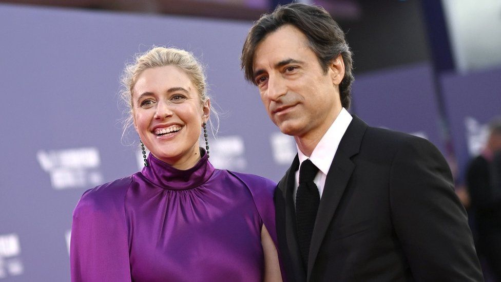 Greta Gerwig and Noah Baumbach attend the "White Noise" UK premiere during the 66th BFI London Film Festival at The Royal Festival Hall on October 06, 2022 in London, England.