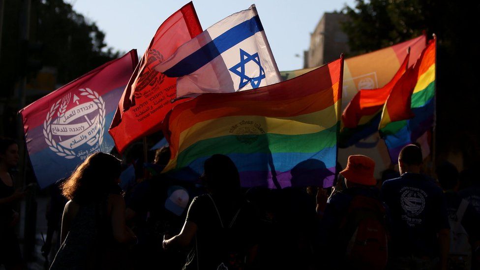 Participants attend the annual Jerusalem Gay Pride Parade on 3 August 2017