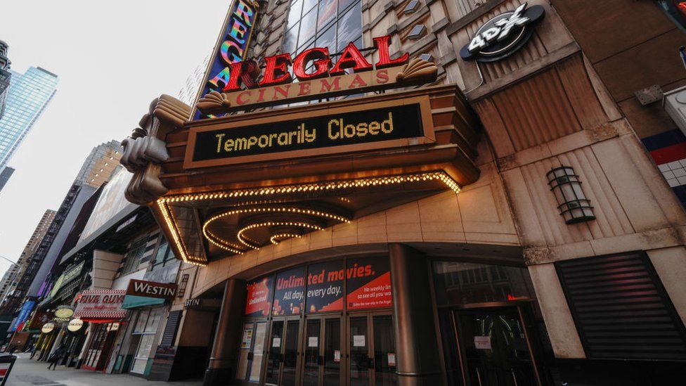 New York cinema with closed sign