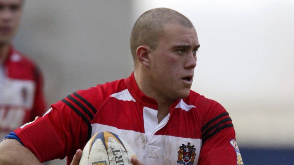 Ricky Bibey of Wigan Warriors runs with the ball