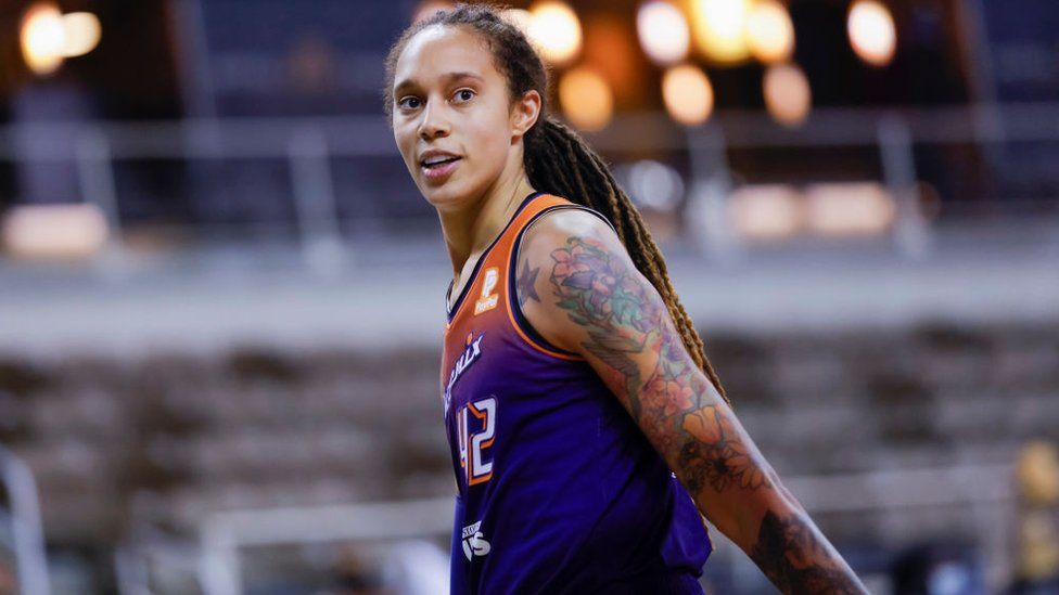 Brittney Griner #42 of the Phoenix Mercury is seen during the game against the Indiana Fever at Indiana Farmers Coliseum on September 6, 2021 in Indianapolis, Indiana