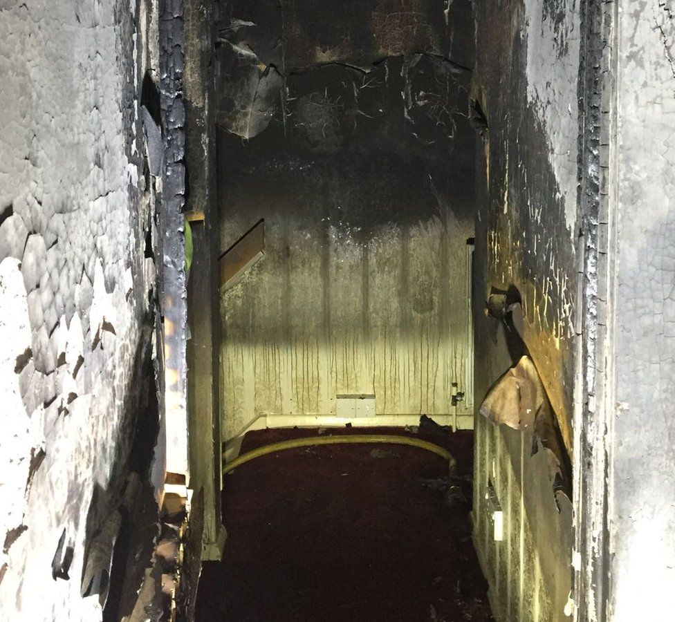 The fire-damaged property