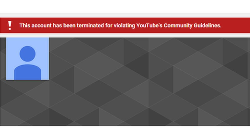 "This account has been terminated for violating YouTube's Community Guidelines