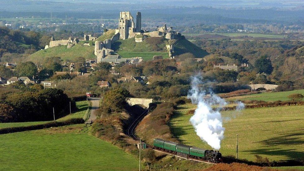 Steam train at Corfe Castle