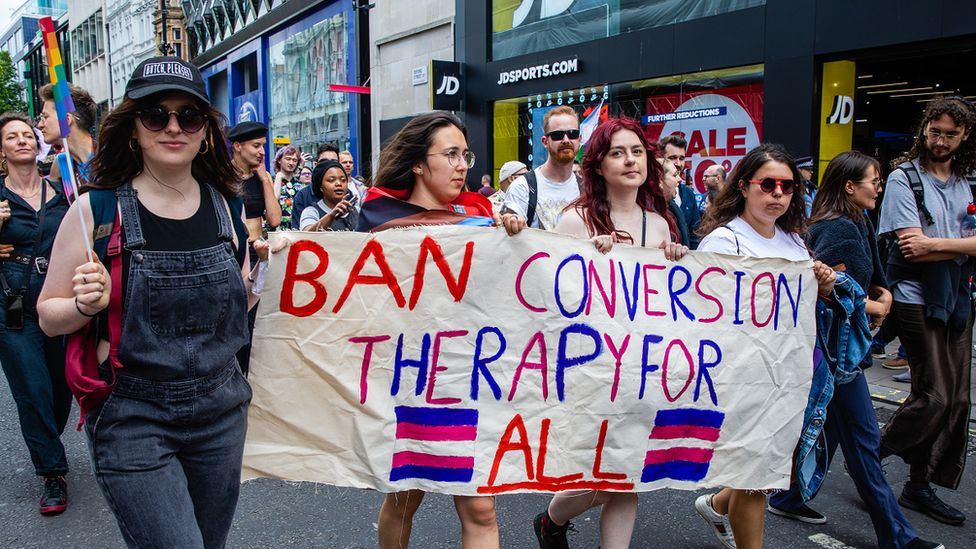 LGBT campaigners at London Pride in July 2022