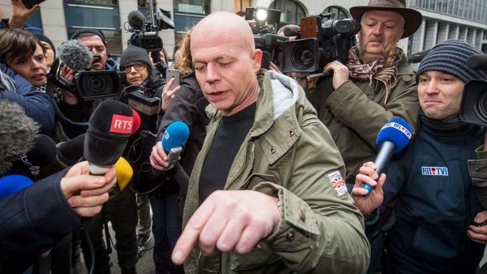 Sven Mary speaks to the press after a meeting with his client at the Federal Police building in Brussels, Belgium, 19 March 2016