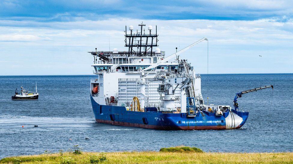 The NKT Victoria Shetland - a subsea cable-laying vessel.