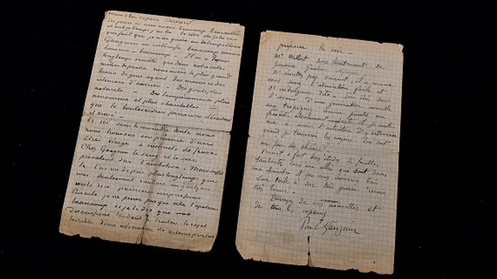 This picture shows a letter co-written by Dutch painter Vincent Van Gogh and French painter Paul Gauguin