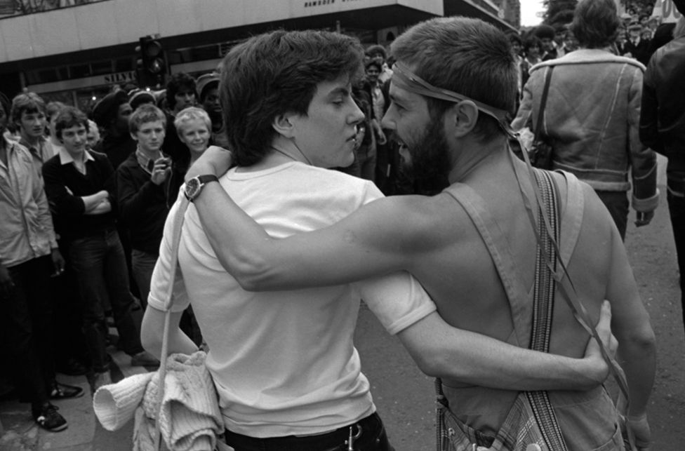 People attend the Pride march in 1981