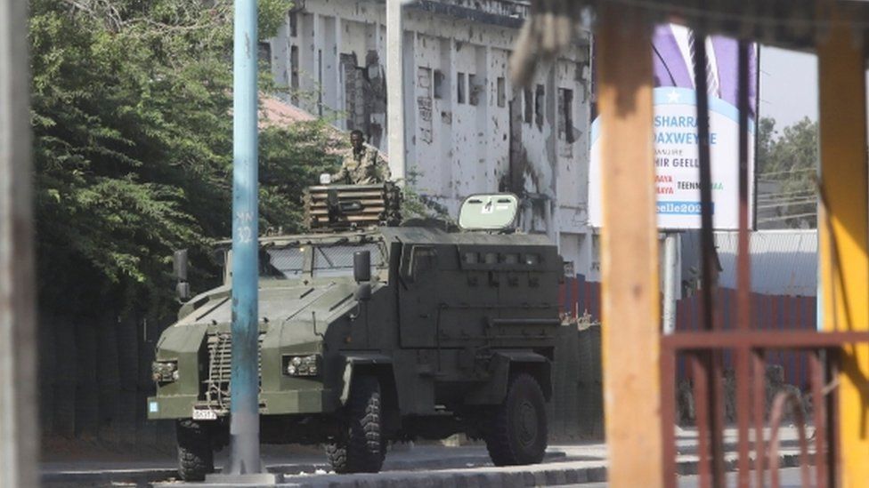 An armoured vehicle in Mogadishu, Somalia - 19 February 2021