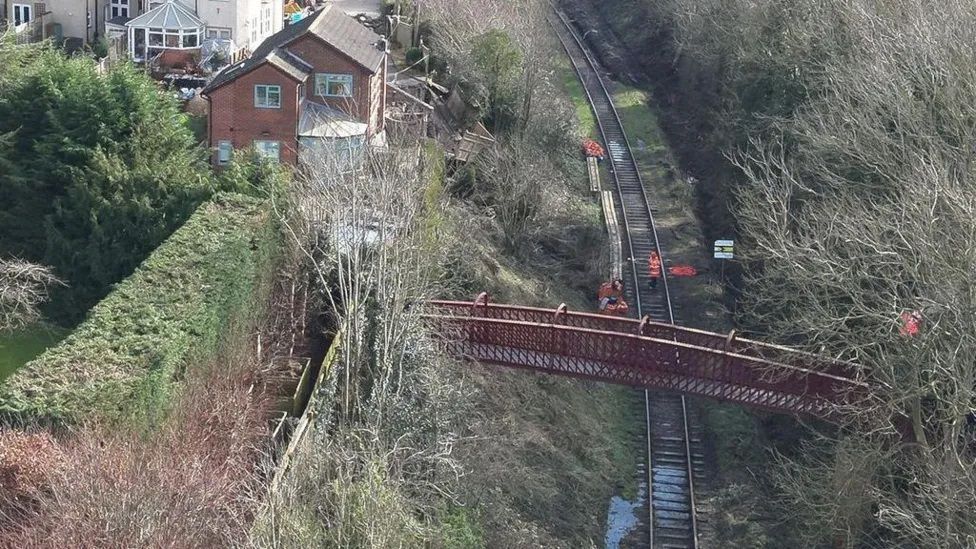 Drone image of railway line works