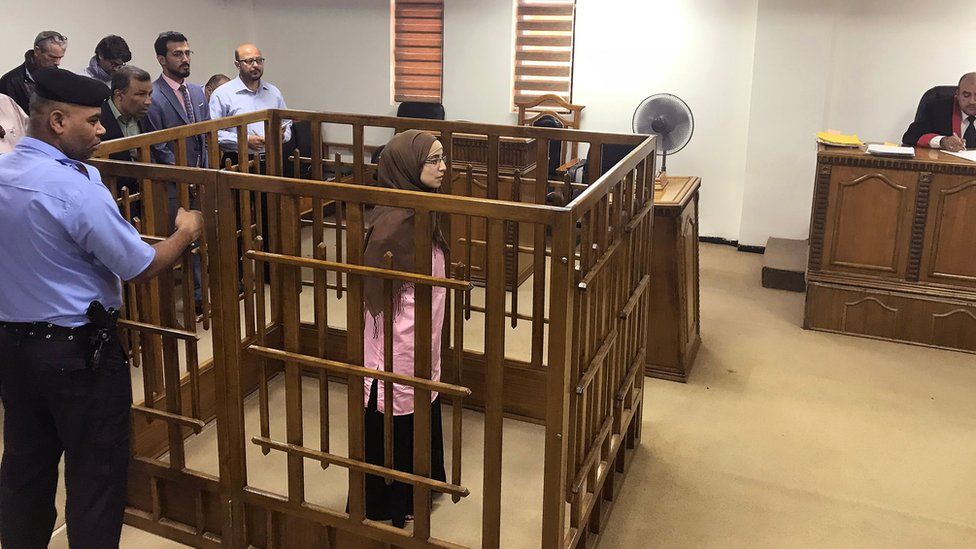 French jihadist Djamila Boutoutaou is tried at the central penal court in Baghdad on 17 April 2018