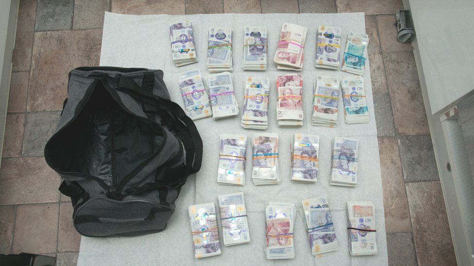 Cash seized from an organised crime group