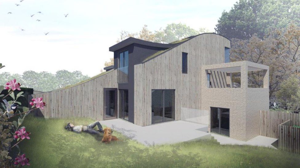 Artist impression of proposed eco-house at Llantilio Pertholey, near Abergavenny