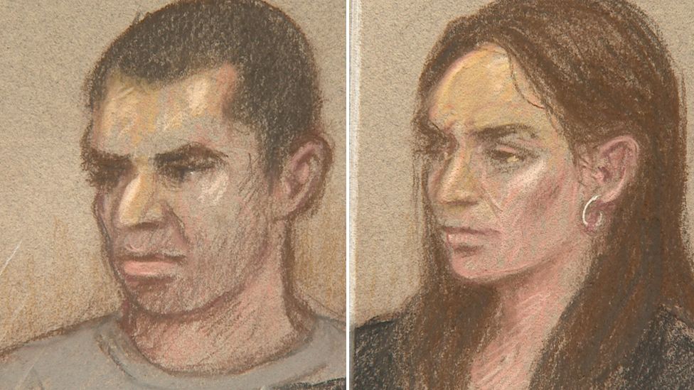 Artists' impression of Nathan Matthews and Shauna Hoare in Bristol Crown Court